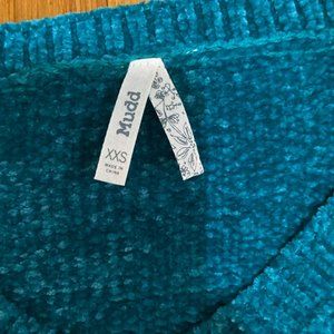 LAST CHANCE - Mudd Teal Chenile V-Neck Sweater XXS
